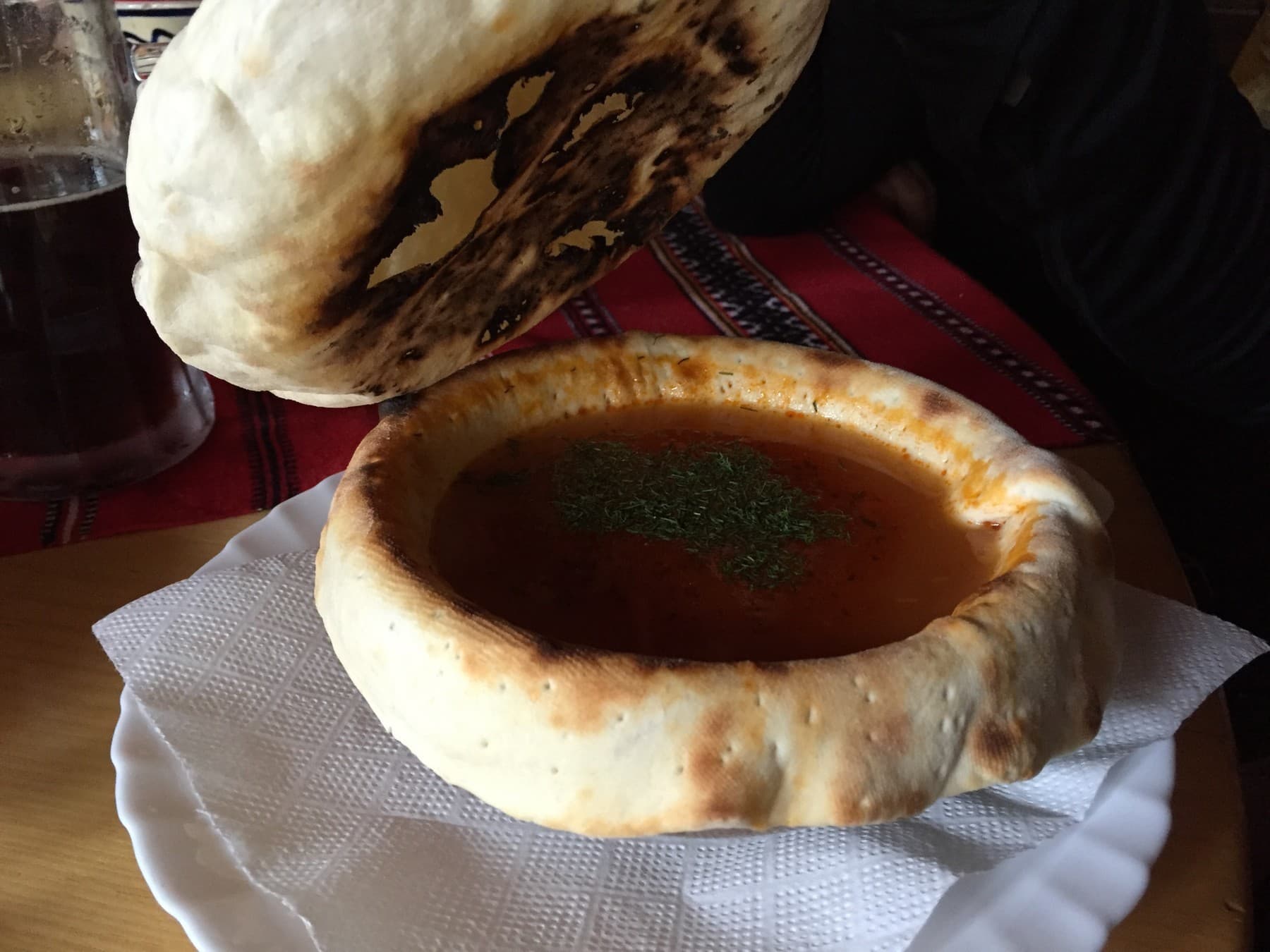 Bean soup served in a bread