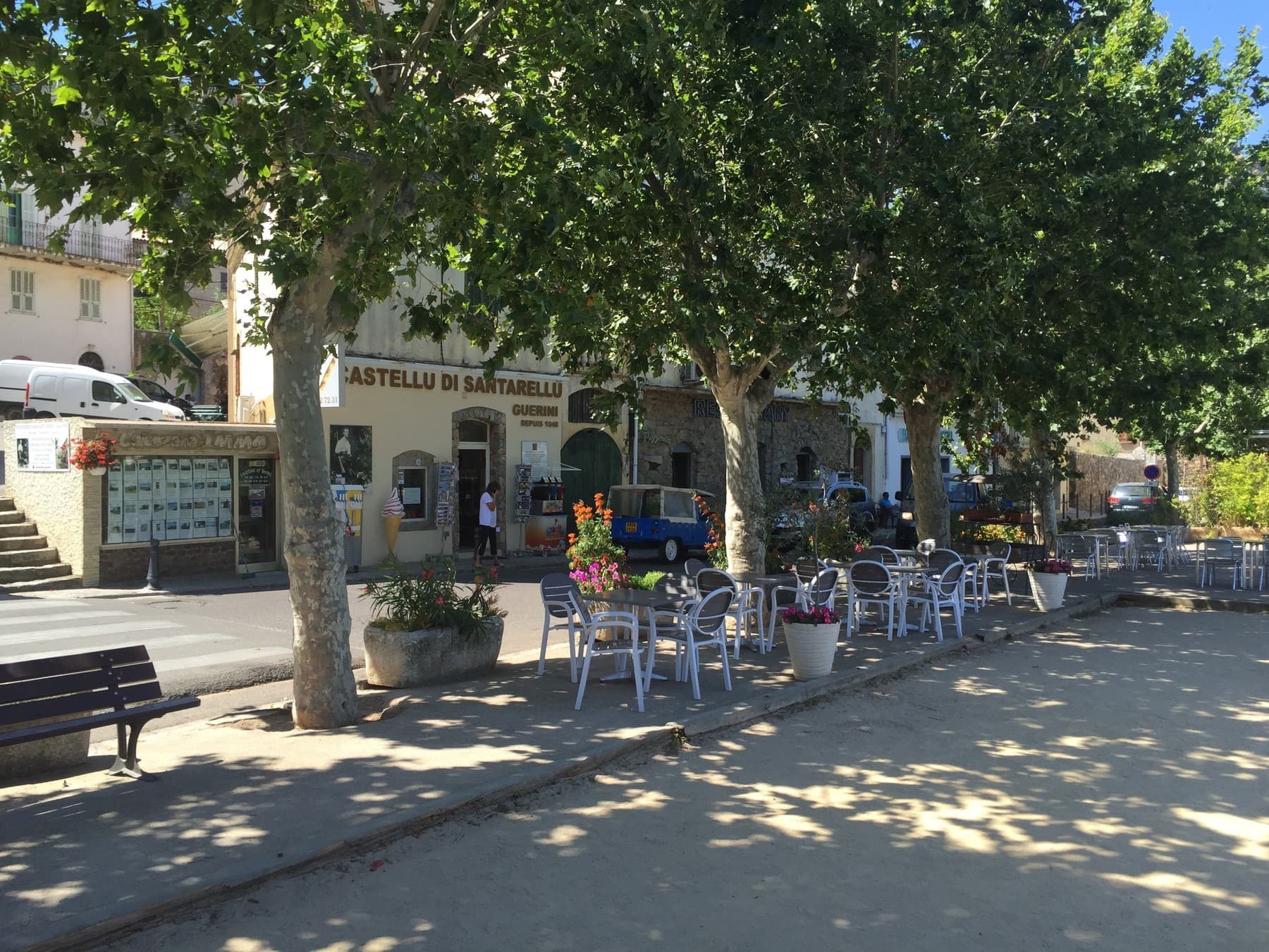 The small square of Calenzana. Fill your water here in the fountain