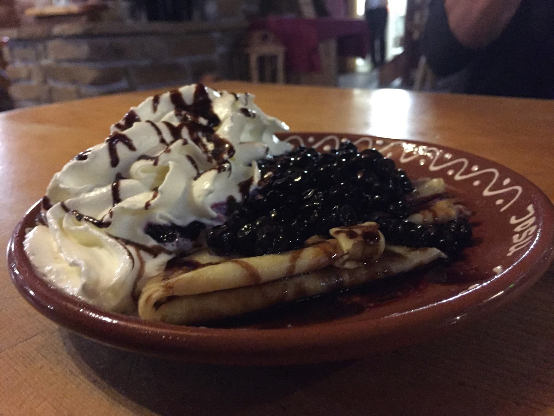 A personal favorite - pancake with whipped cream and mountain blueberries